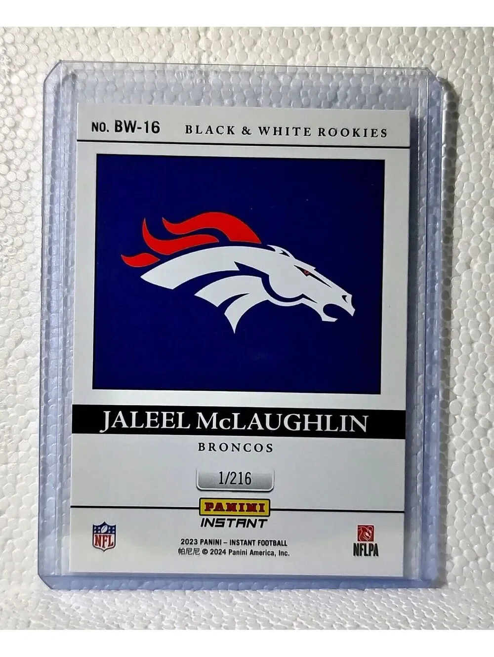 Jaleel McLaughlin 2023 Panini NFL #16 Black & White Rookies Card Broncos 1/216